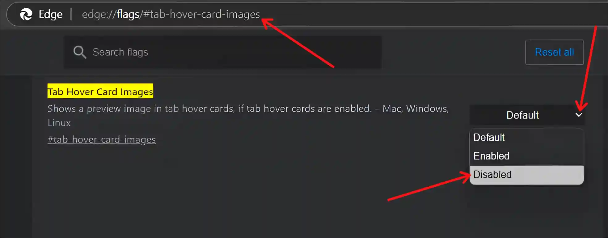 Turn Off Tab Hover Cards in Microsoft Edge using Edge Flags