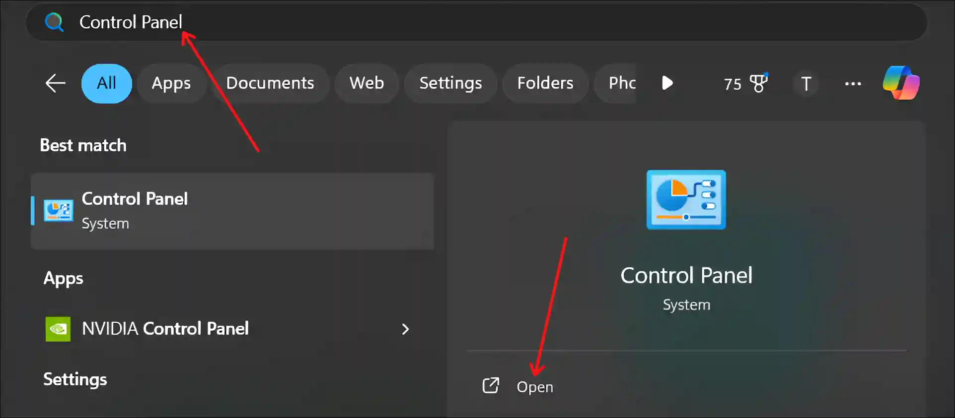 windows 11 control panel