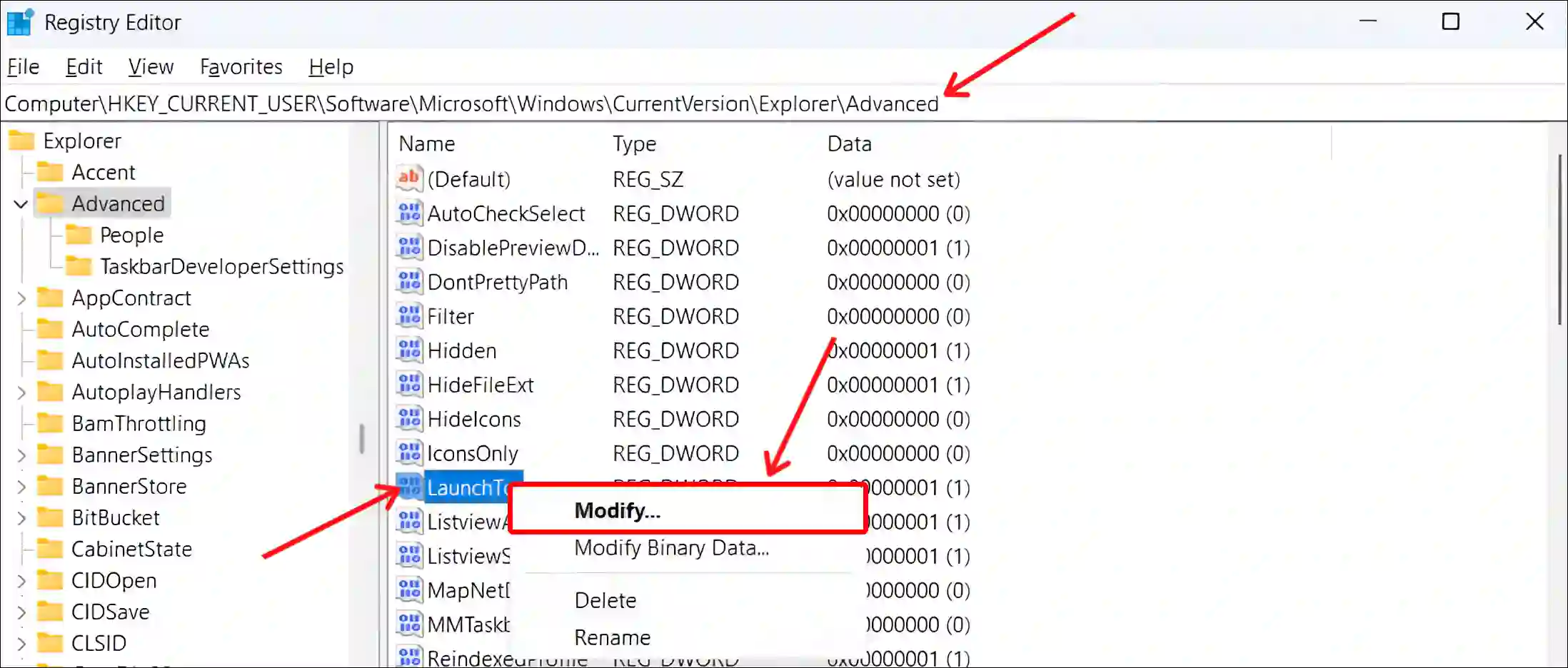 windows 11 file explorer registry settings