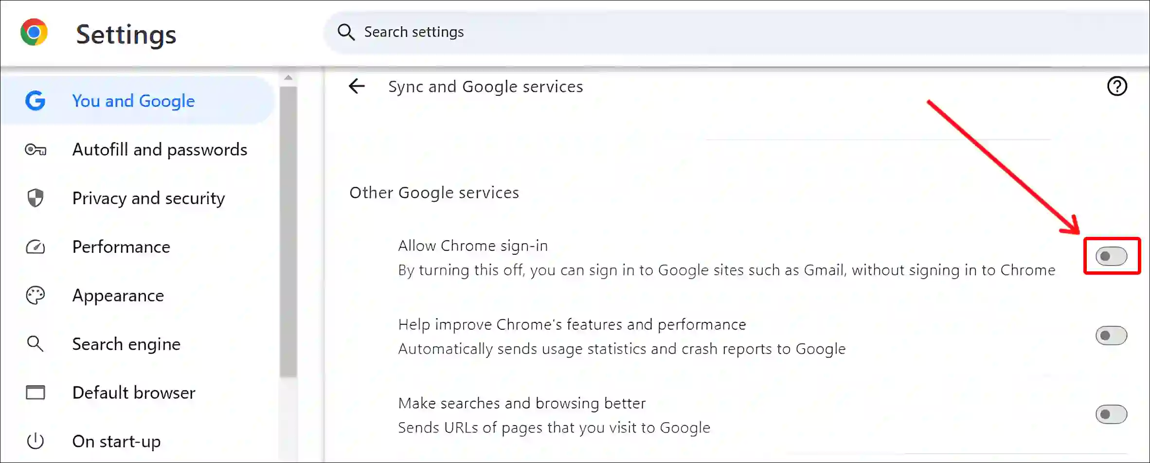 allow chrome sign-in disabled