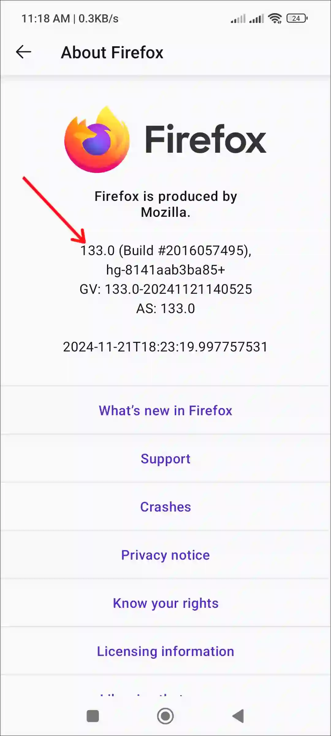 android firefox about firefox version