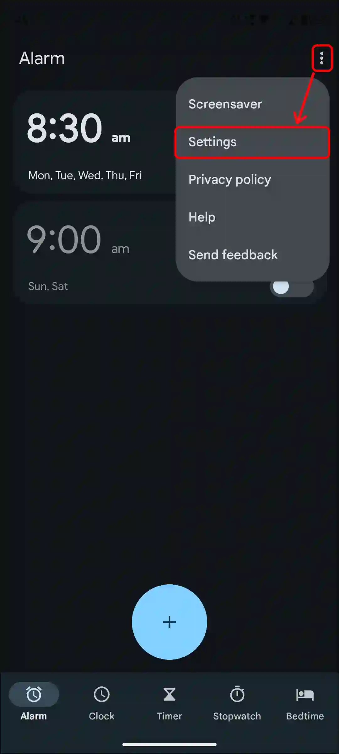 android clock alarm settings