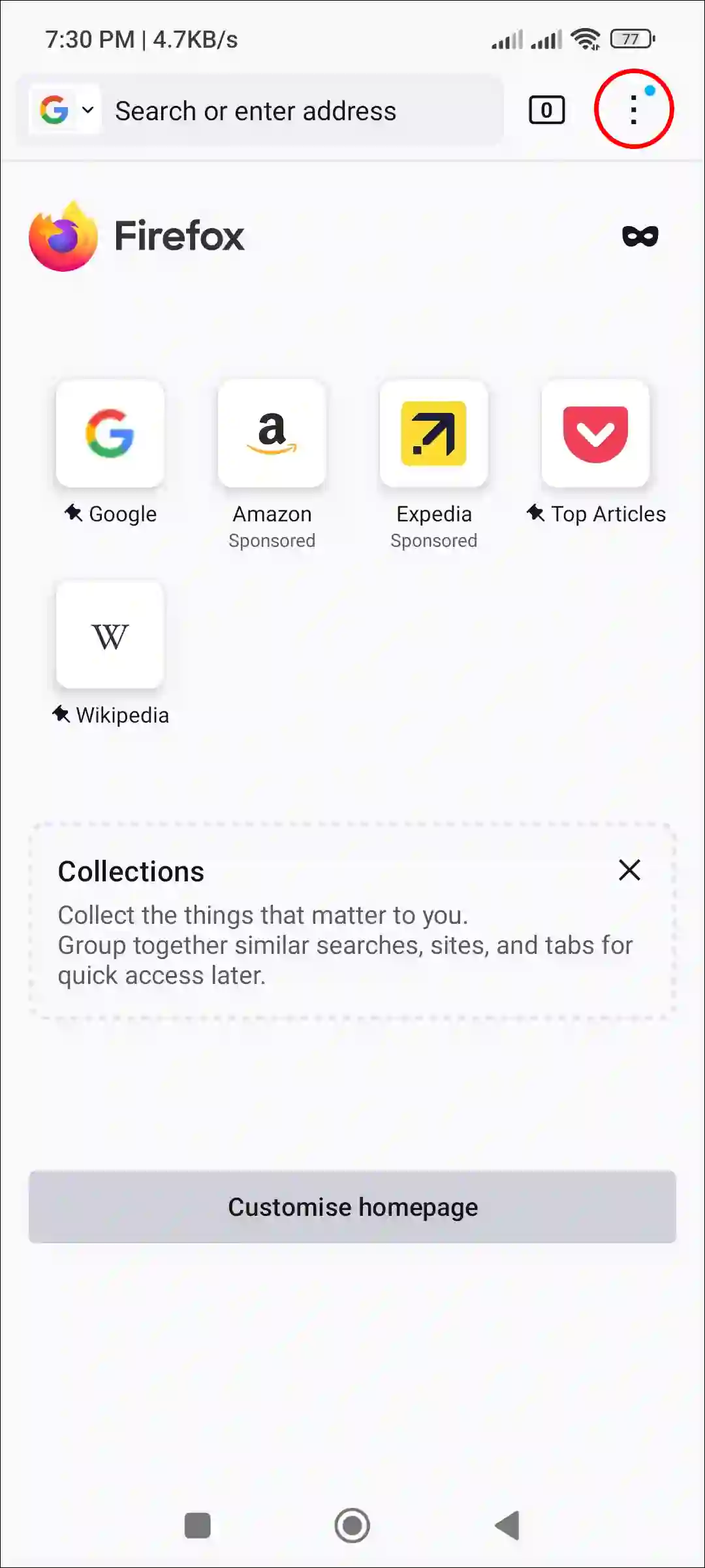 android firefox three dots