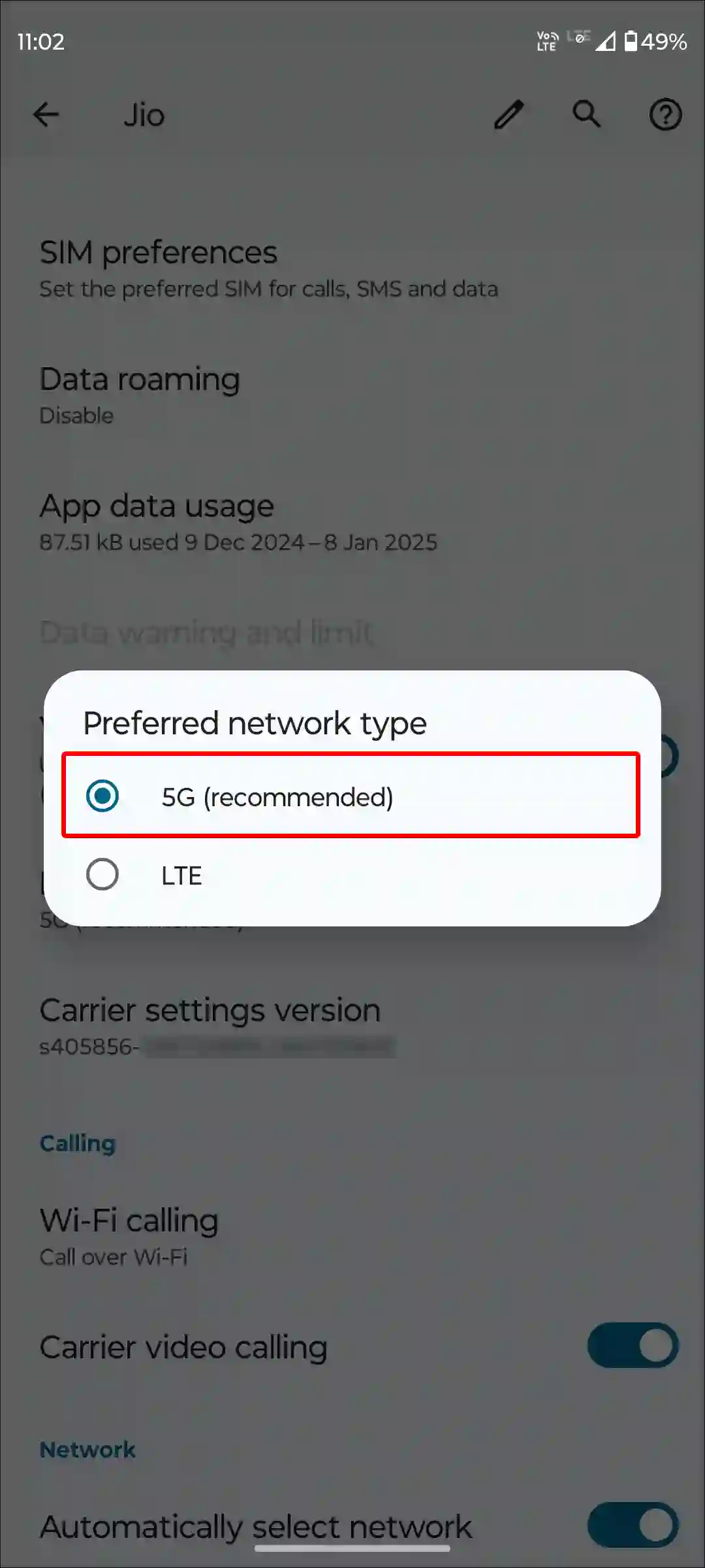 android mobile network 5G recommended