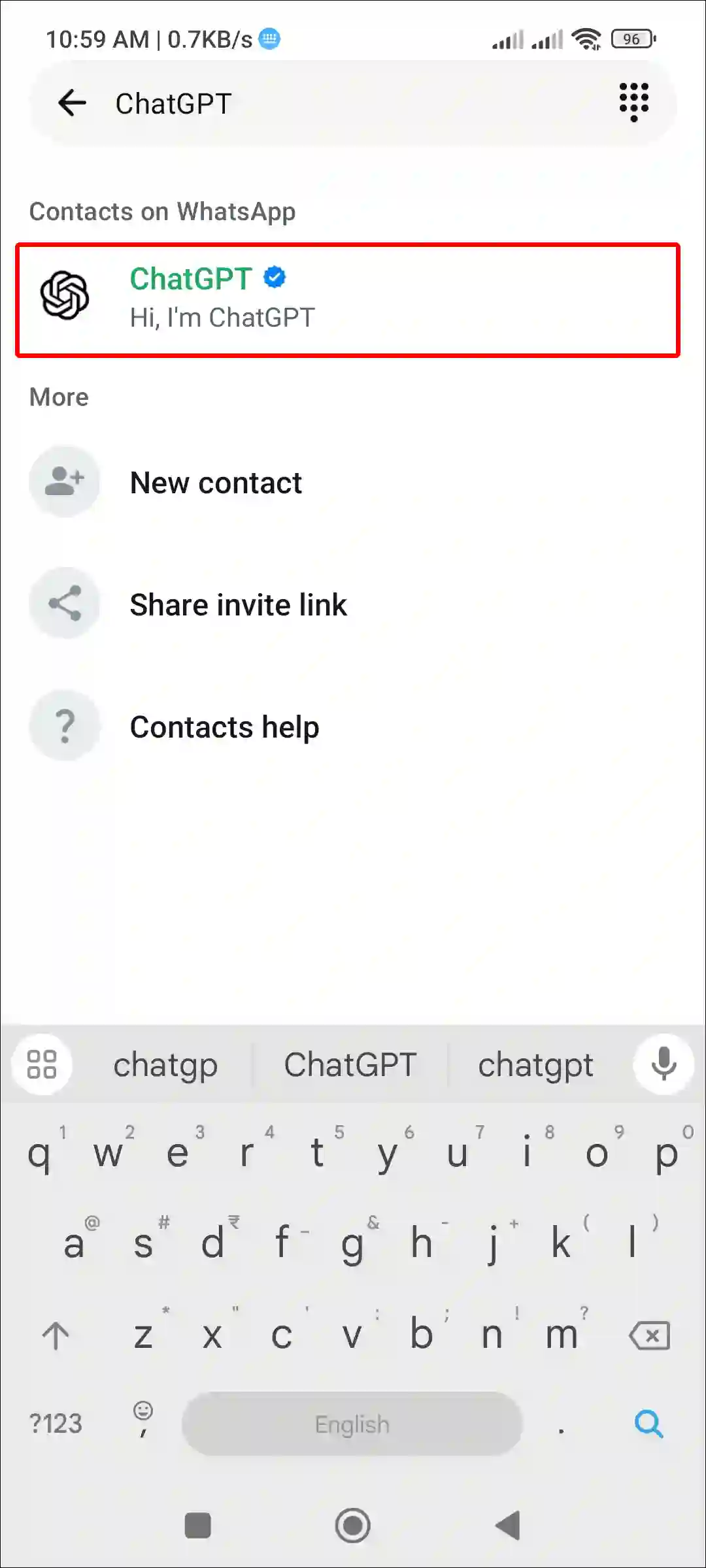 chatgpt whatsapp contact list