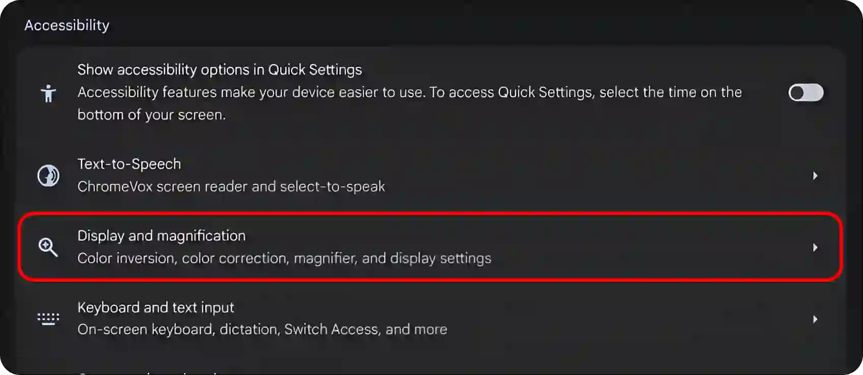 chromebook display and magnification settings