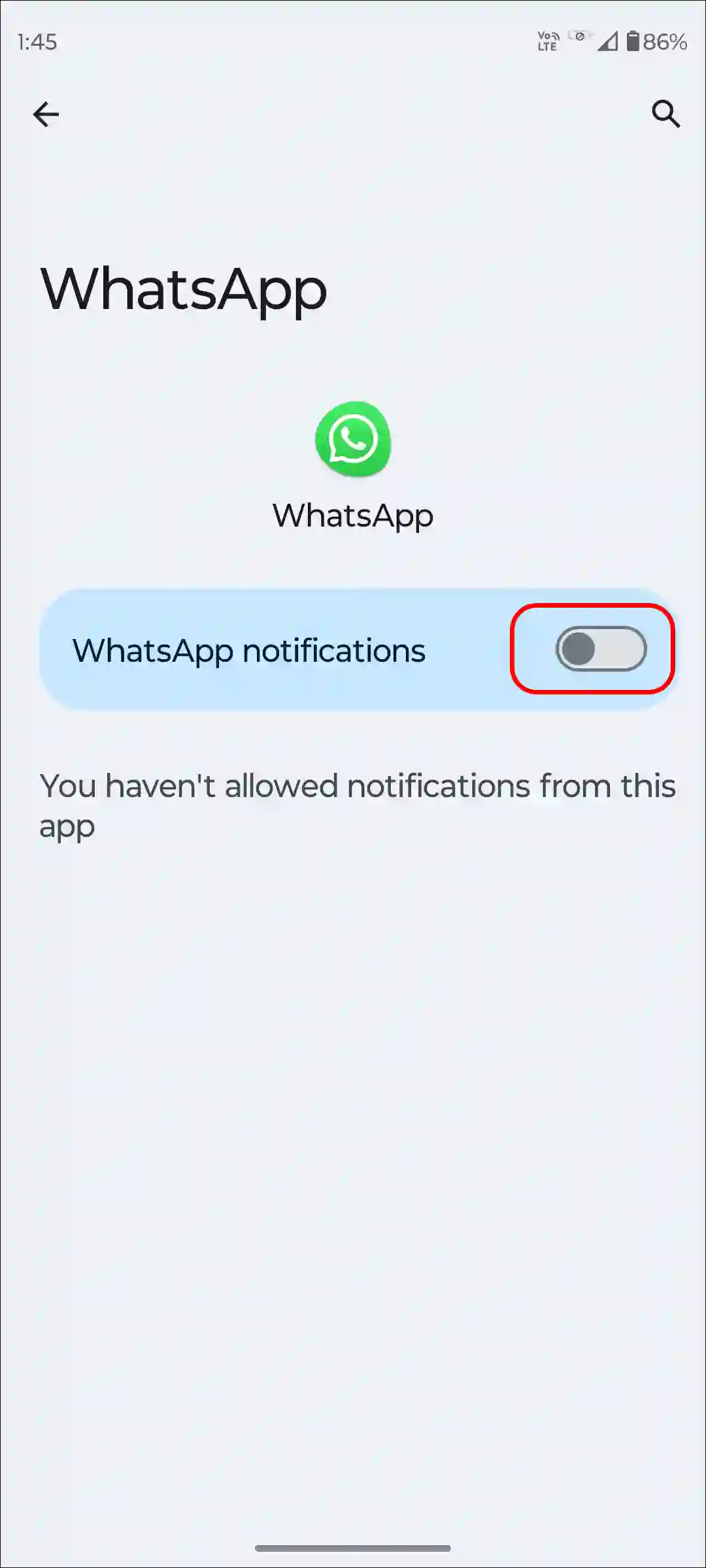 disable whatsapp notifications android