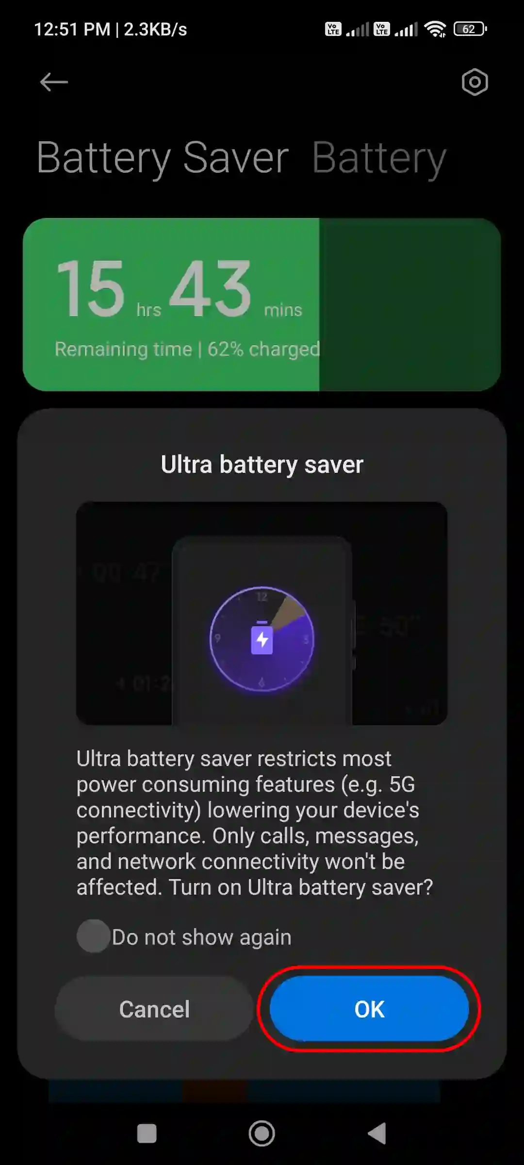 enable xiaomi ultra battery saver ok