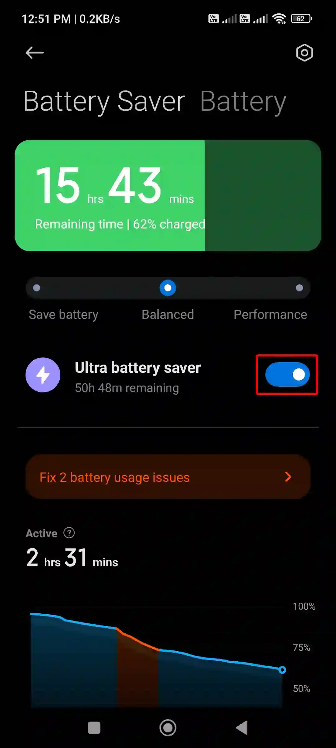 enable xiaomi ultra battery saver settings