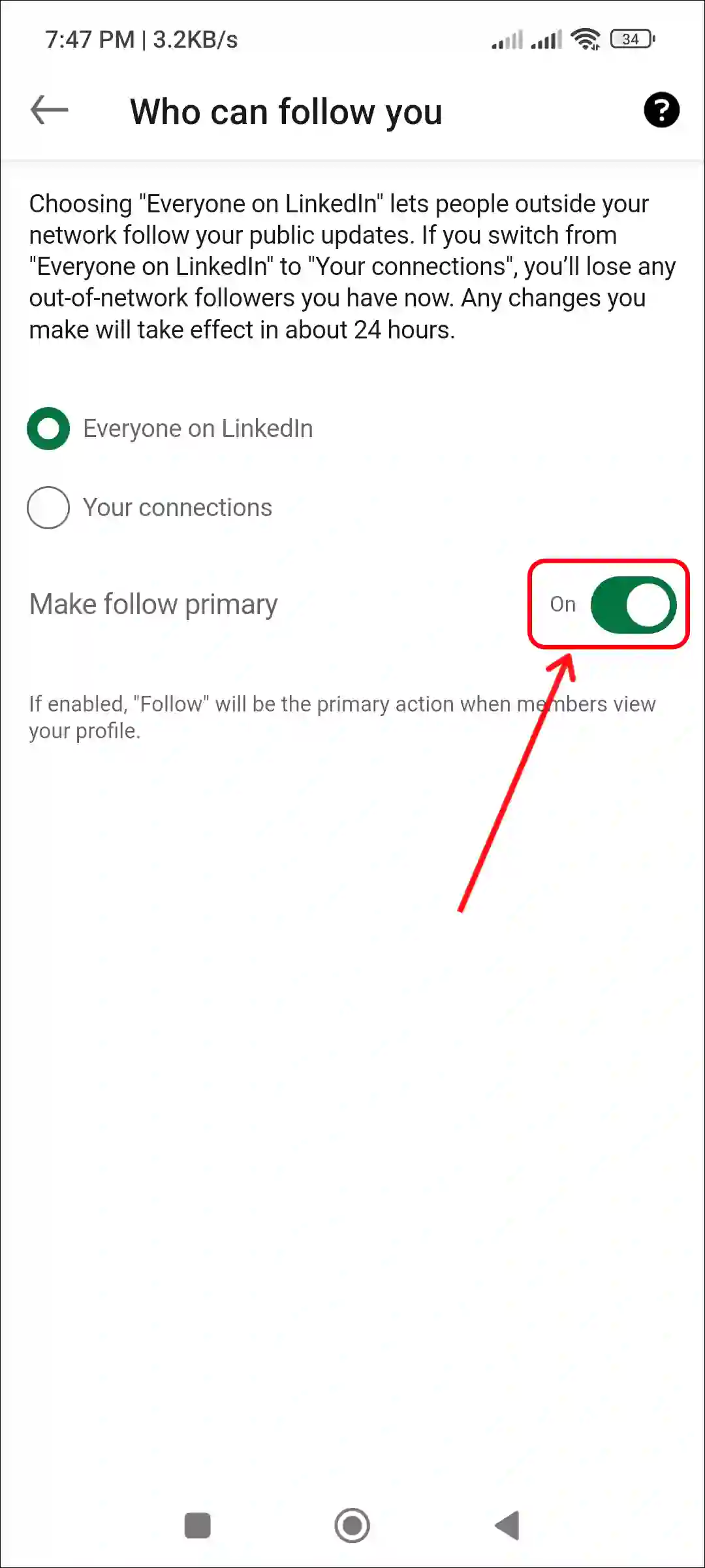 get follow button instead of connect on linkedin