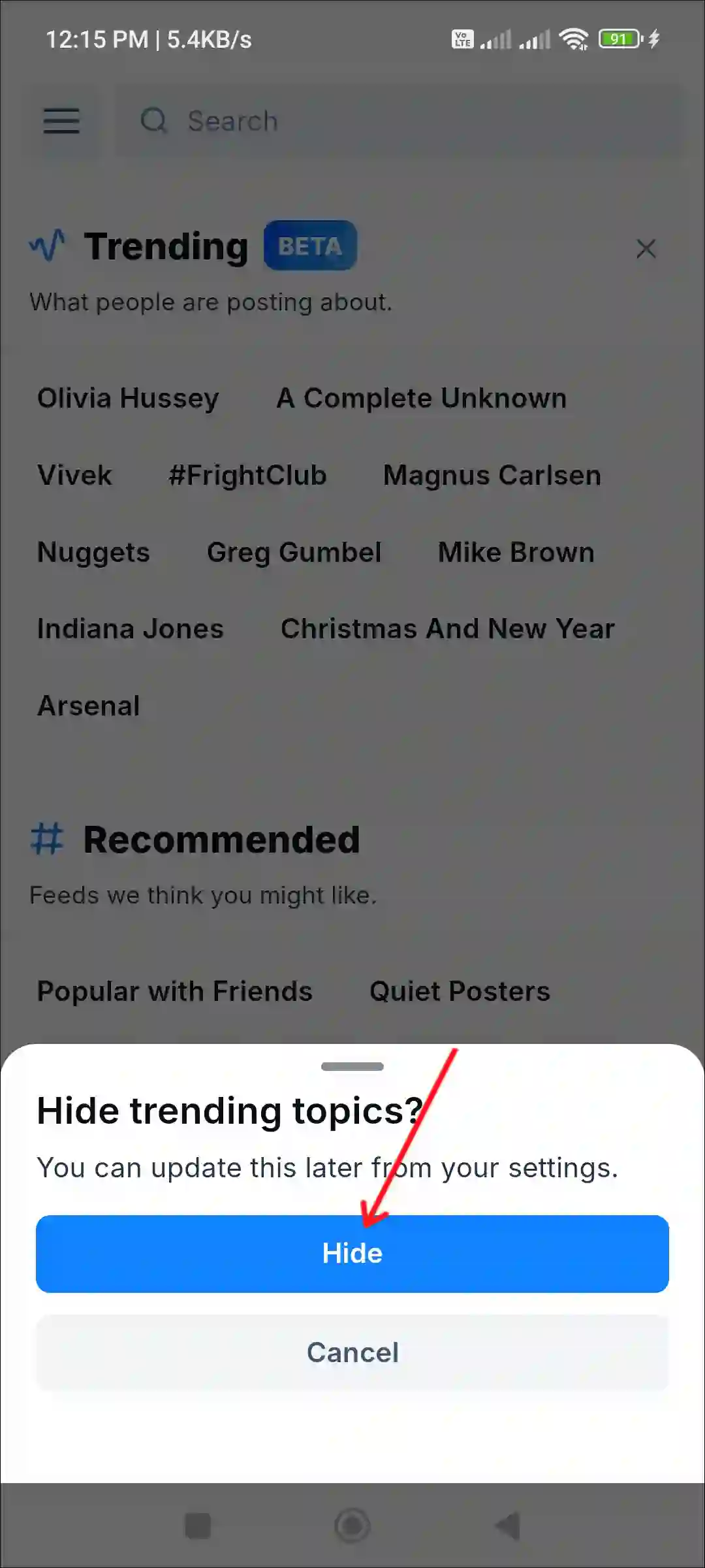 hide bluesky app trending topics