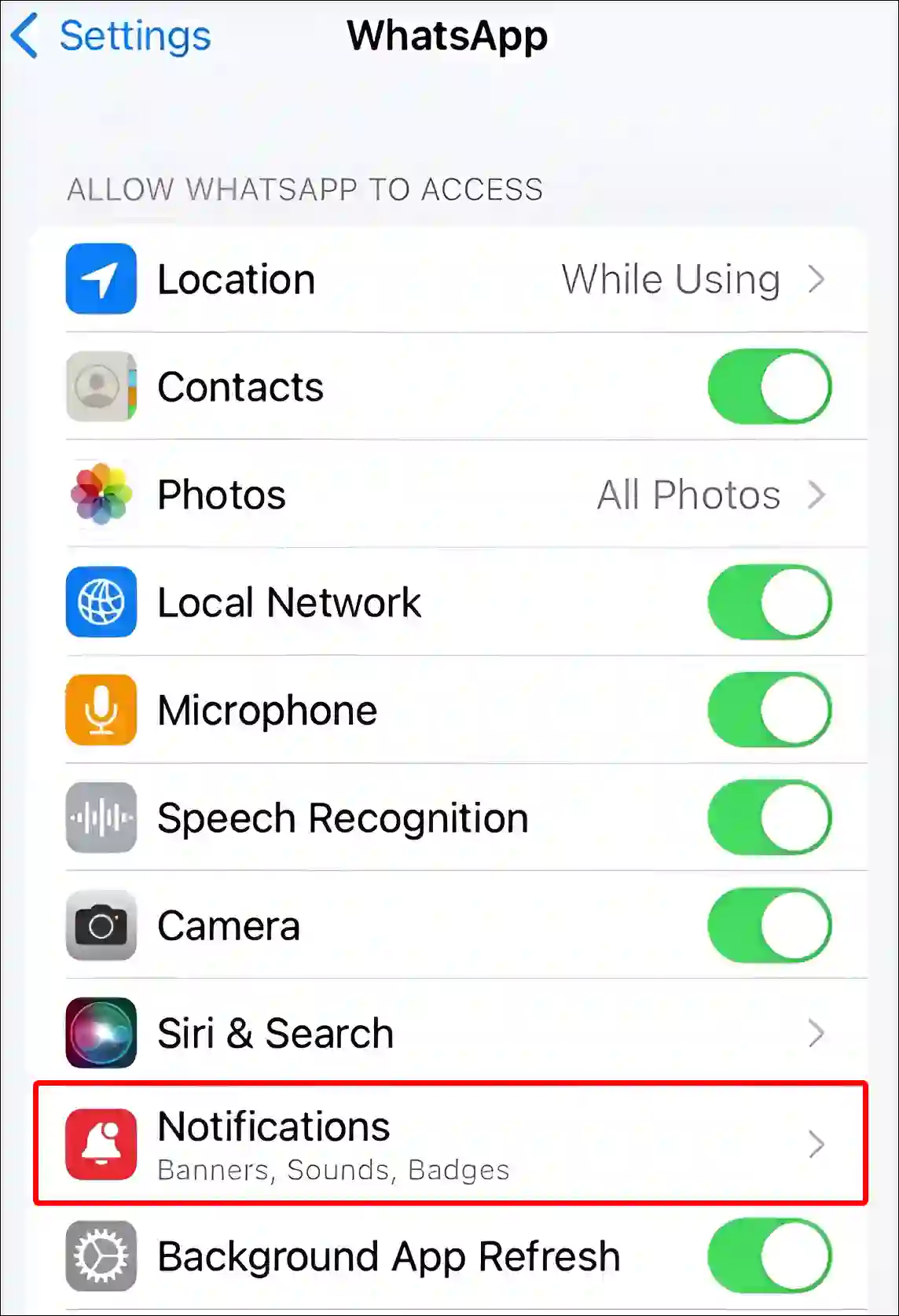 iphone whatsapp notifications settings