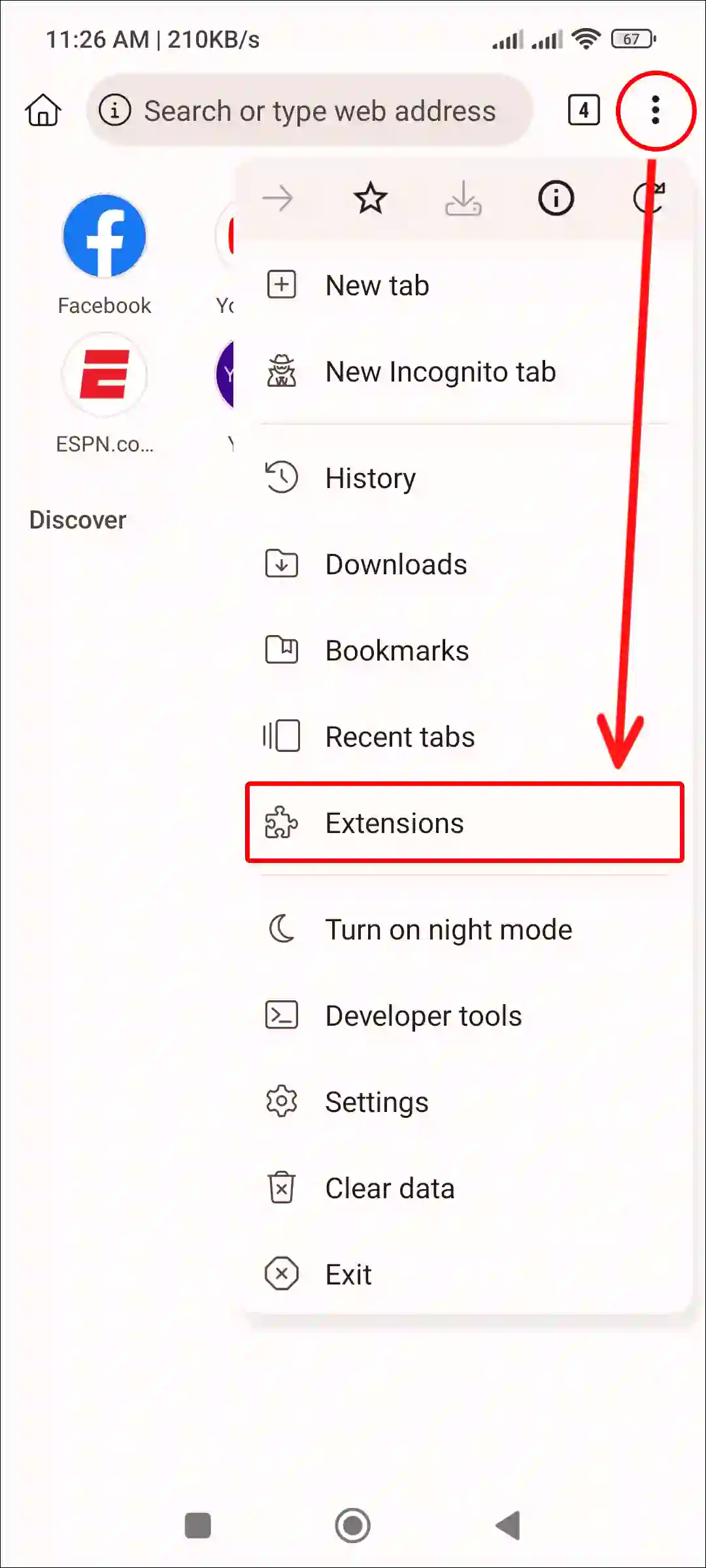 kiwi browser extensions settings