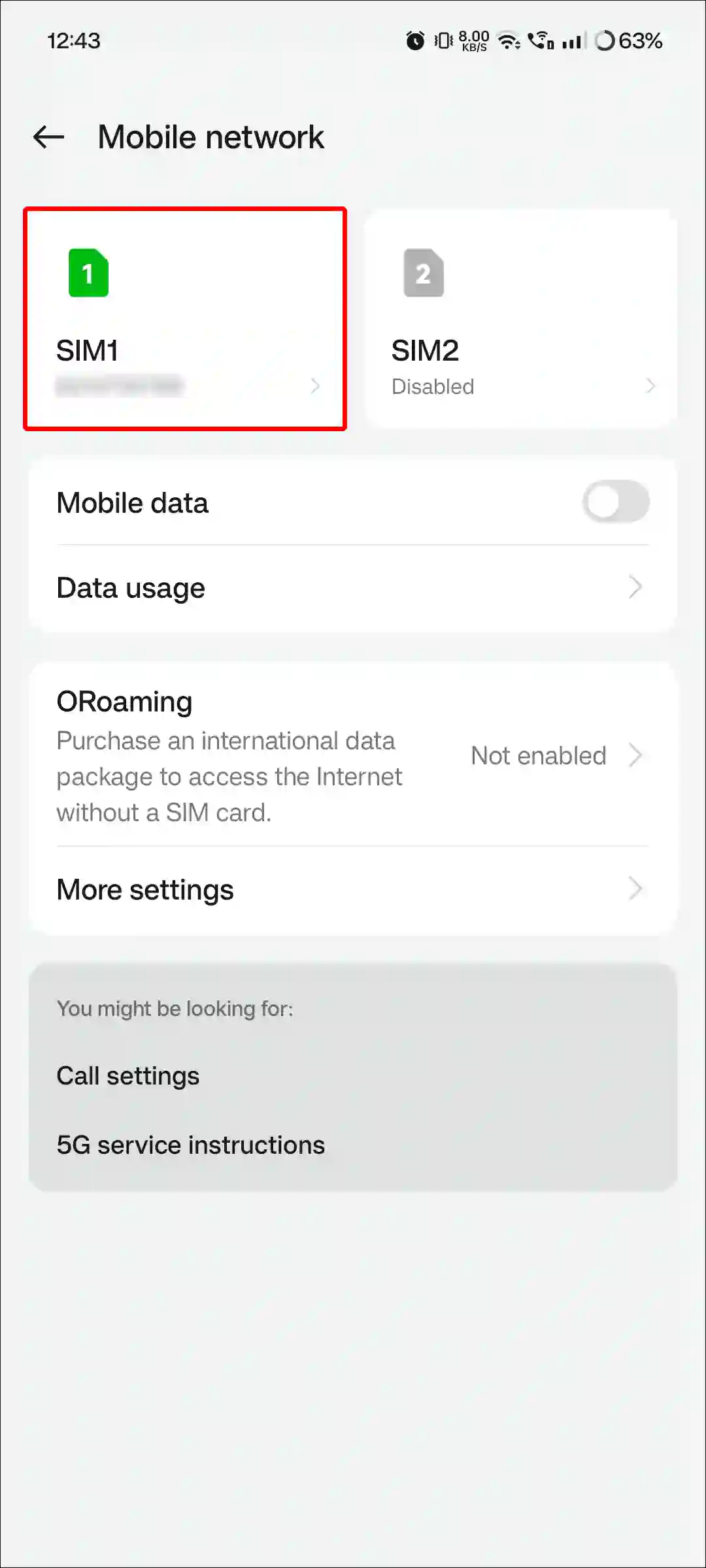 realme mobile network sim