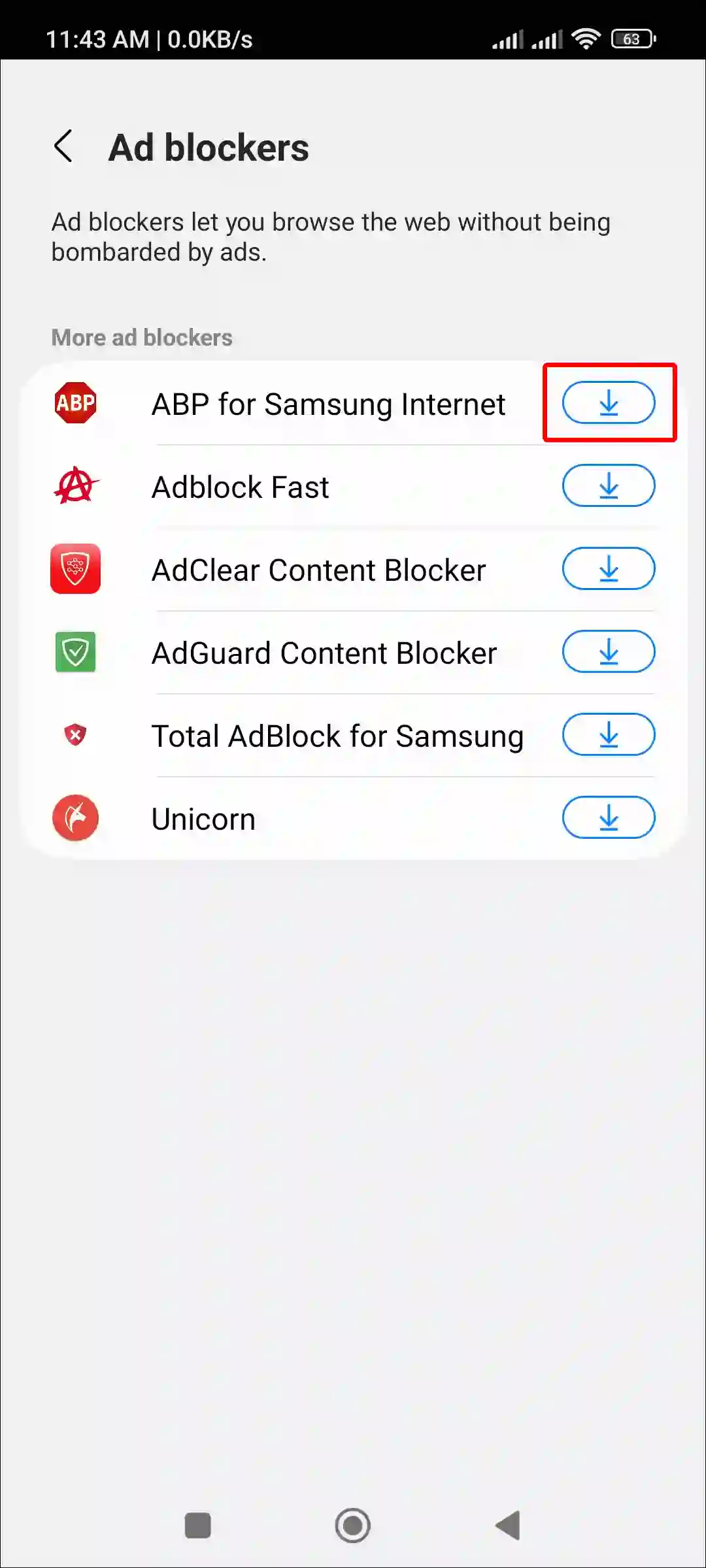 samsung internet install add-ons