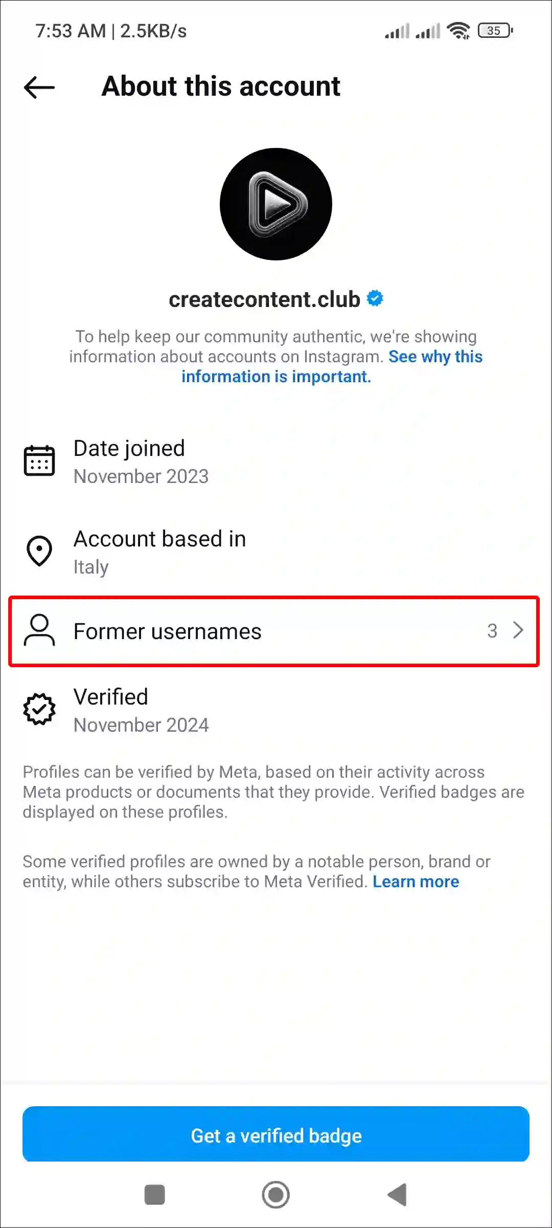 see ig profile former usernames