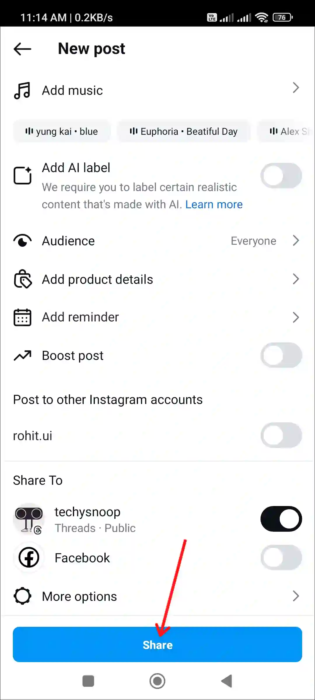 share instagram post to threads