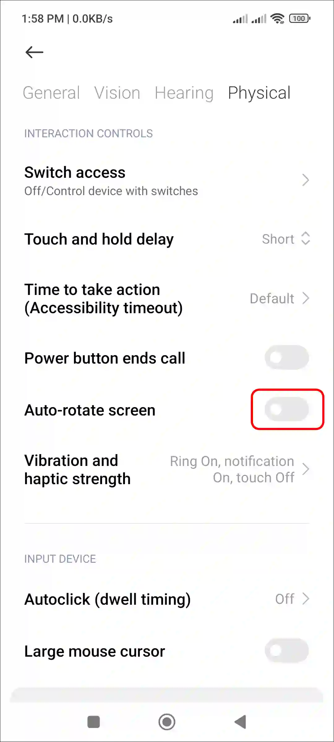 stop auto rotating screen xiaomi