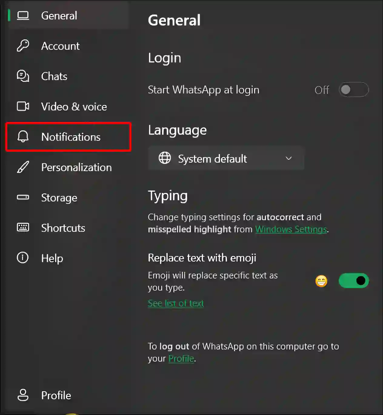 whatsapp web notifications settings