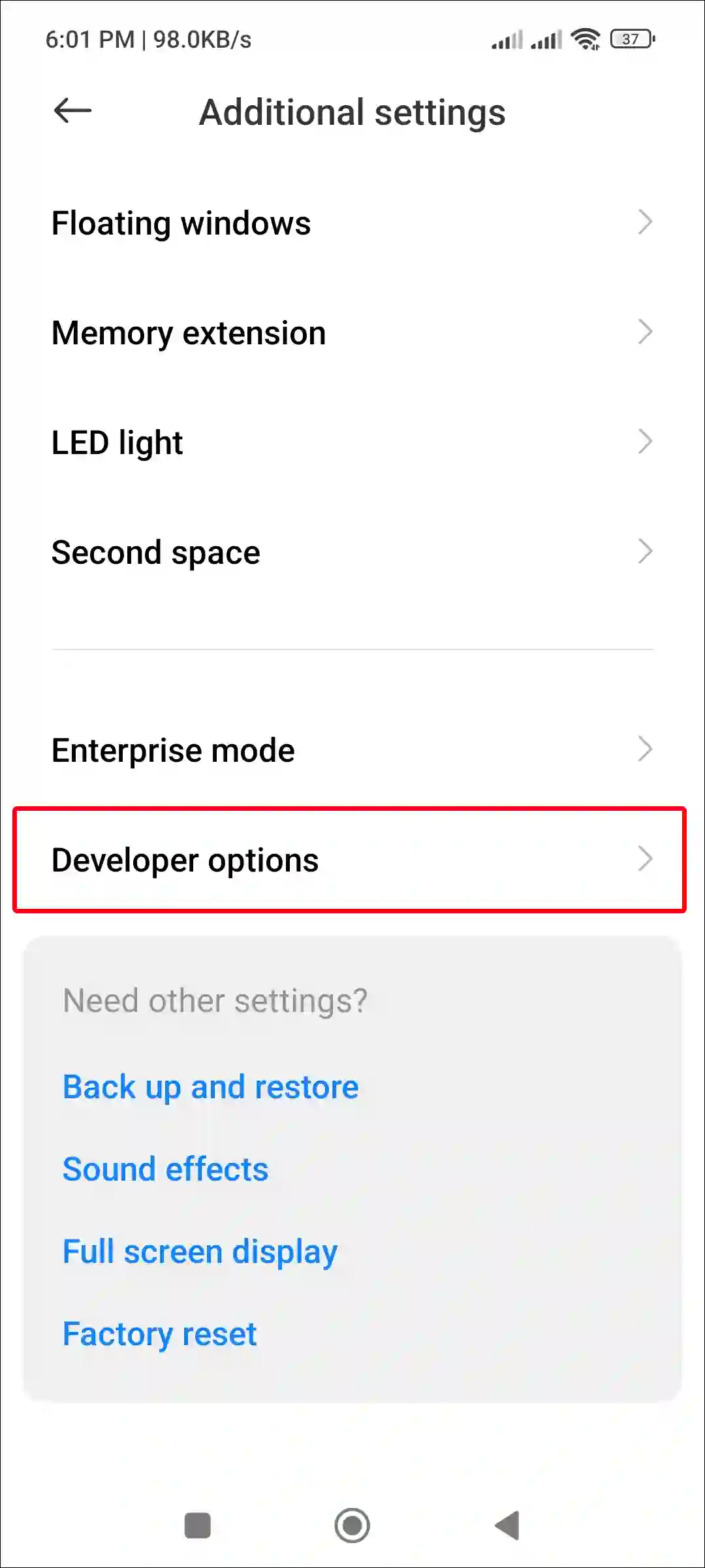 xiaomi developer options