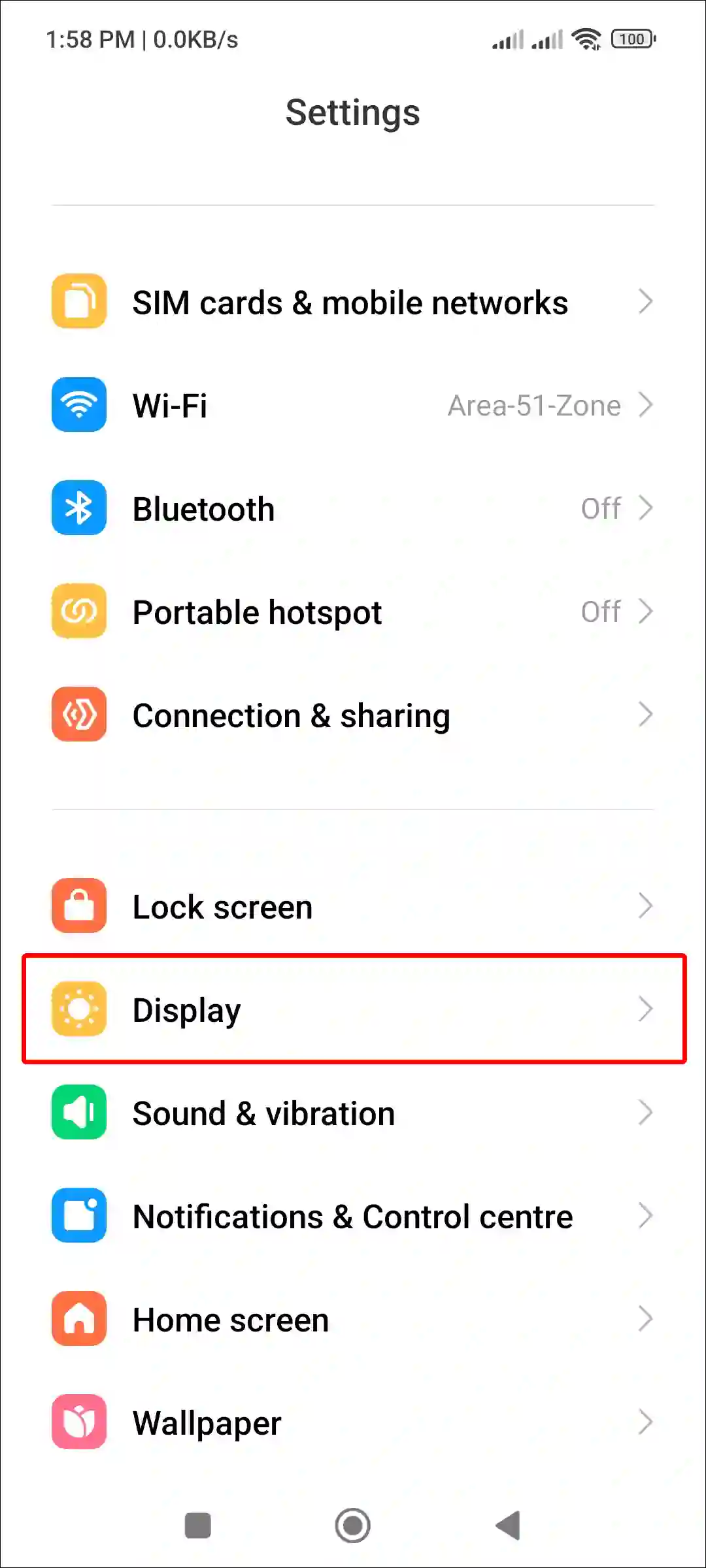 xiaomi display settings