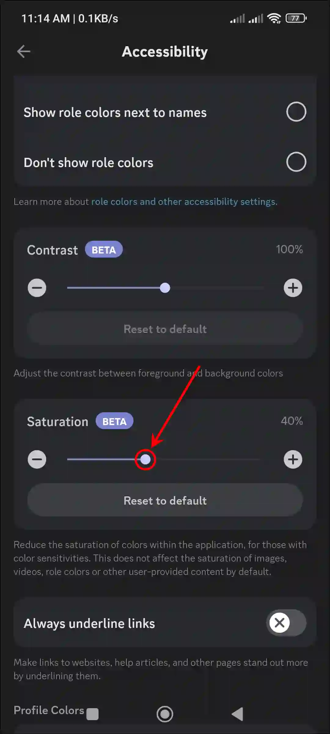 adjust discord color saturation phone