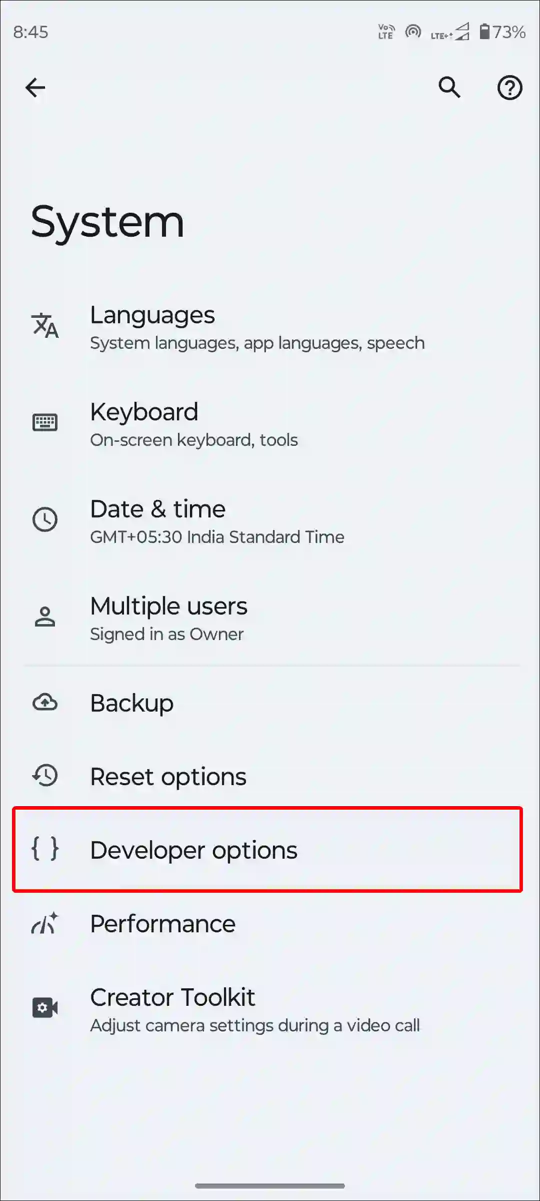 android developer options settings