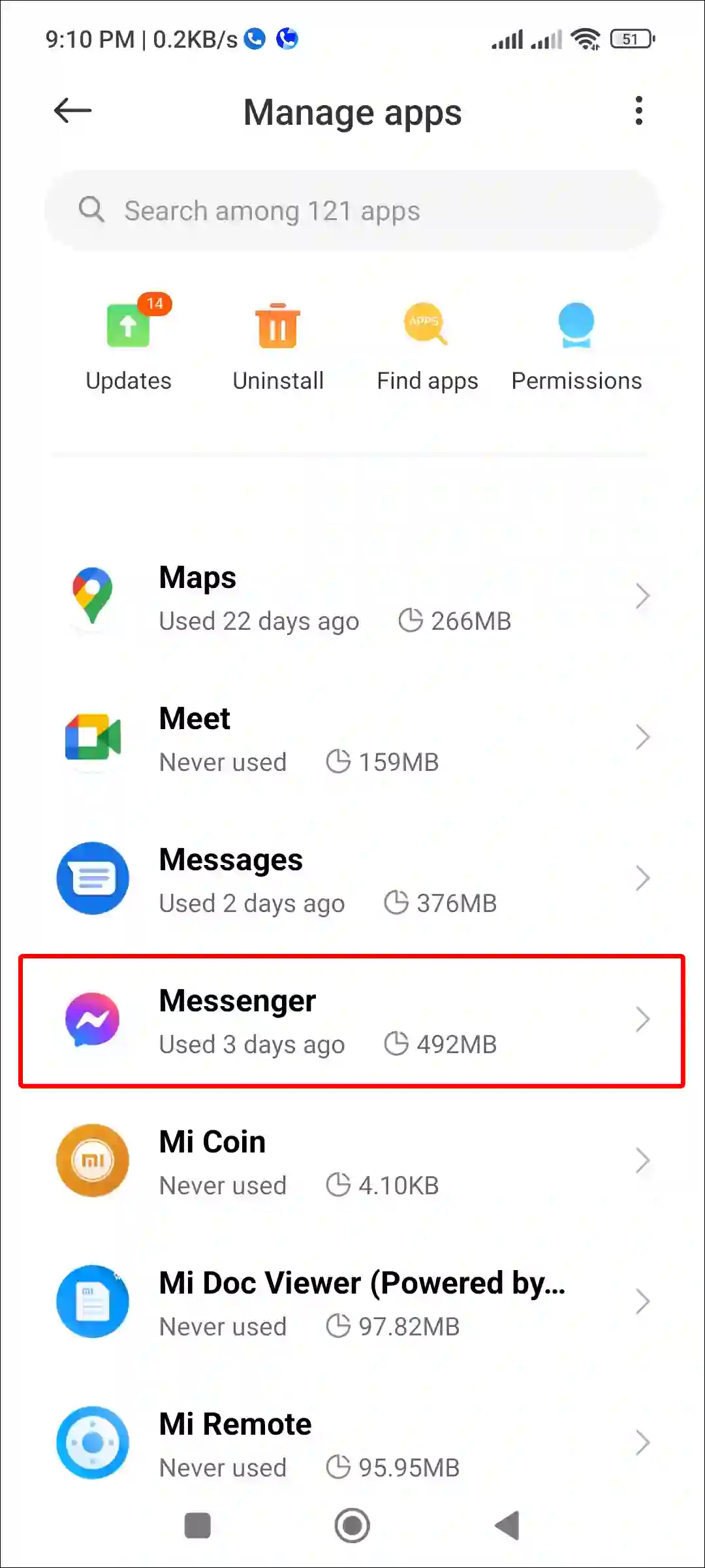 android settings messenger