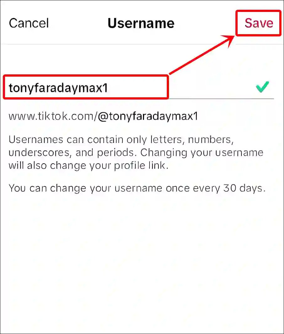 change tiktok username save