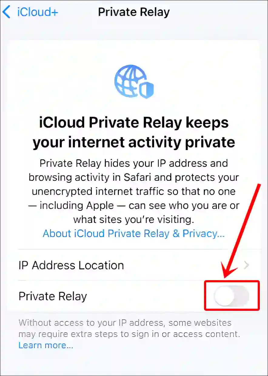 disable icloud private relay iphone