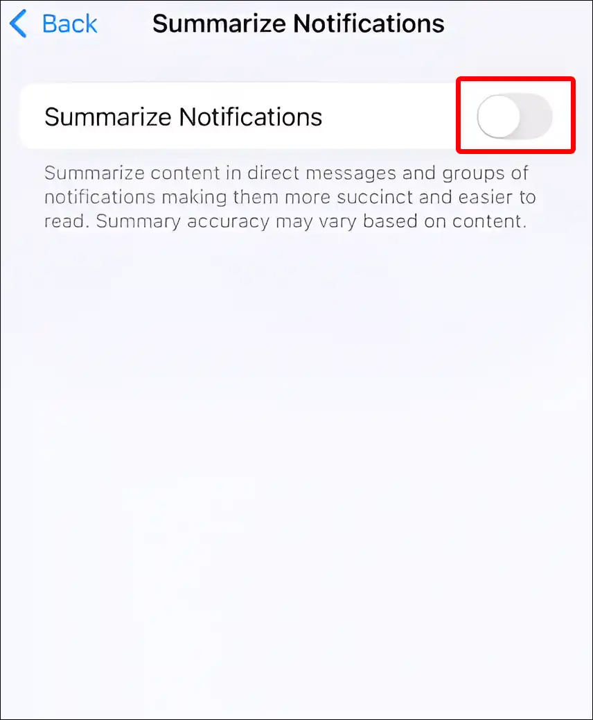 disable iphone summarize notifications