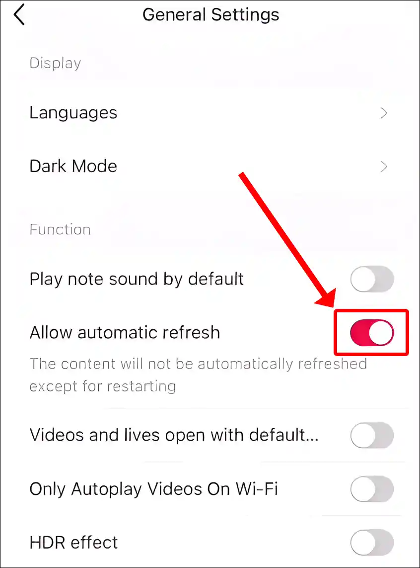 enable automatic refresh on rednote