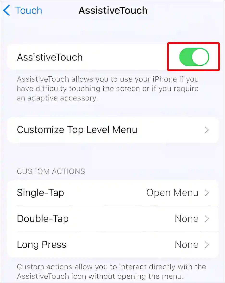 enable iphone assistivetouch