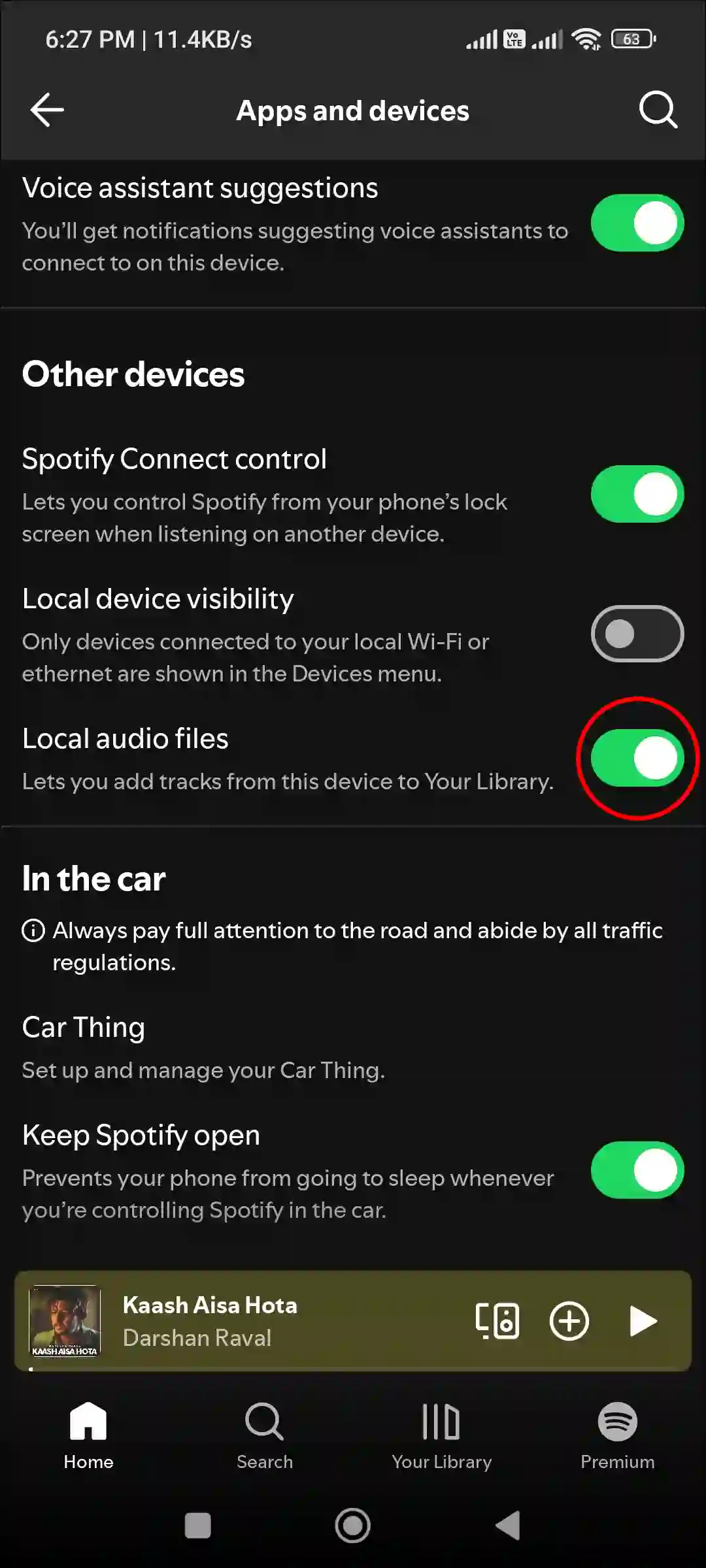 enable spotify local audio files