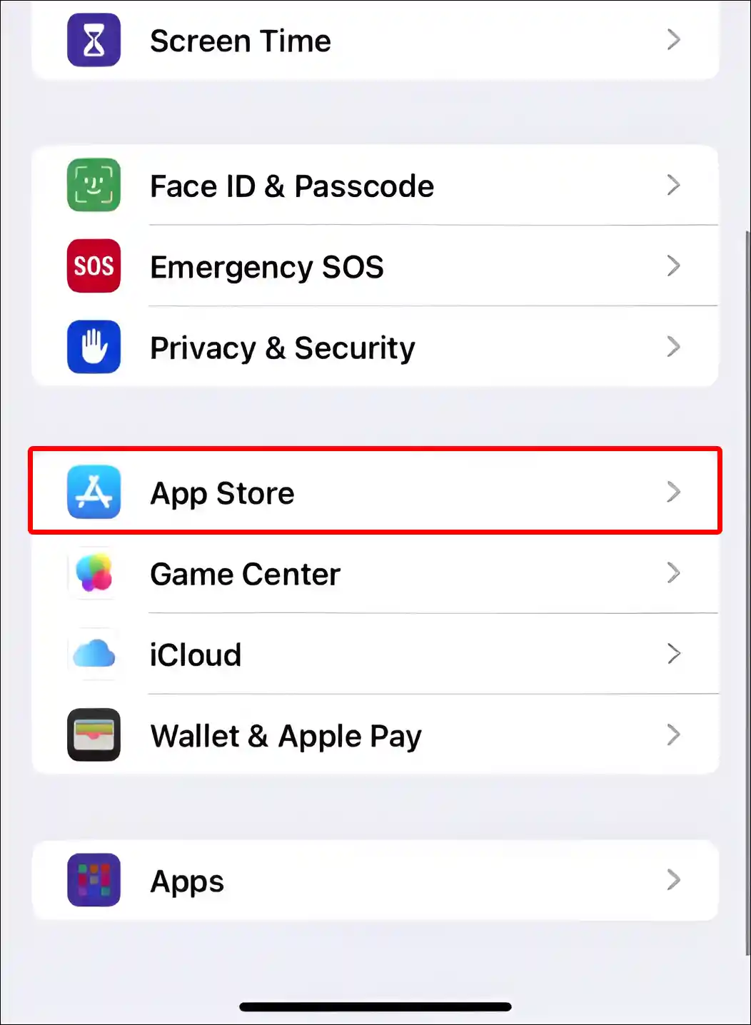 iphone app store settings