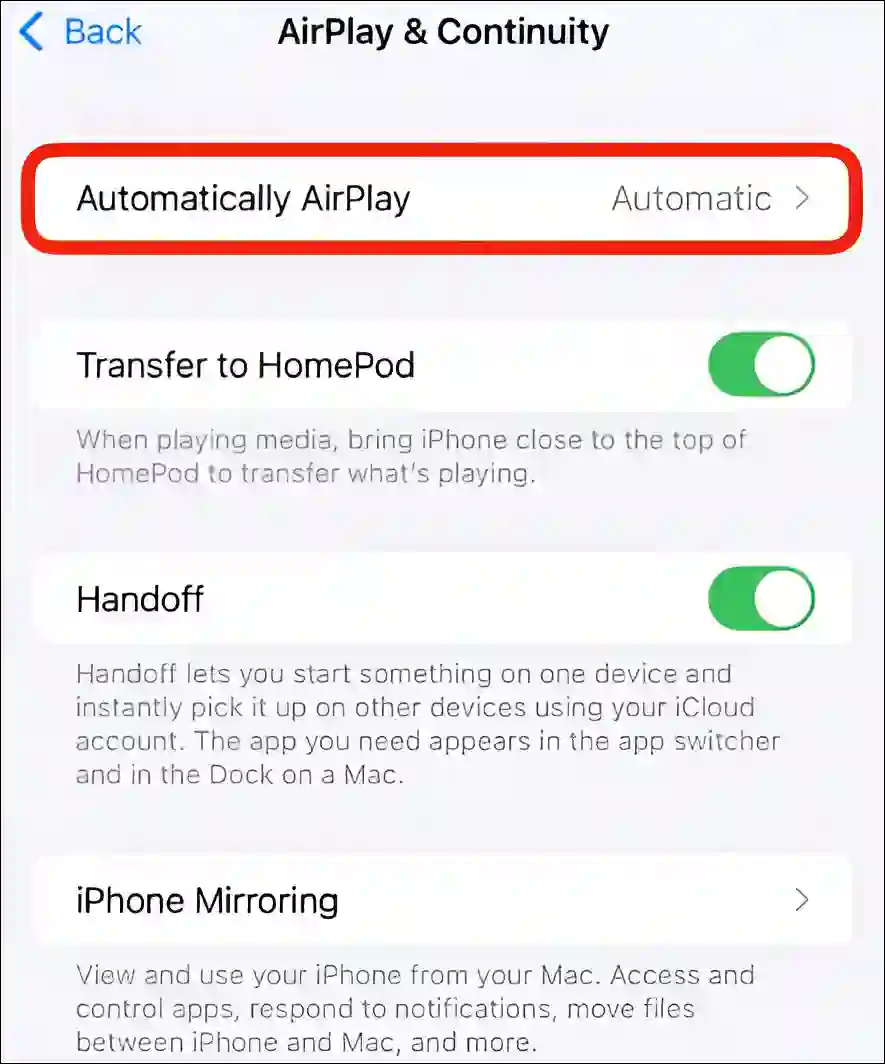 iphone automatically airplay