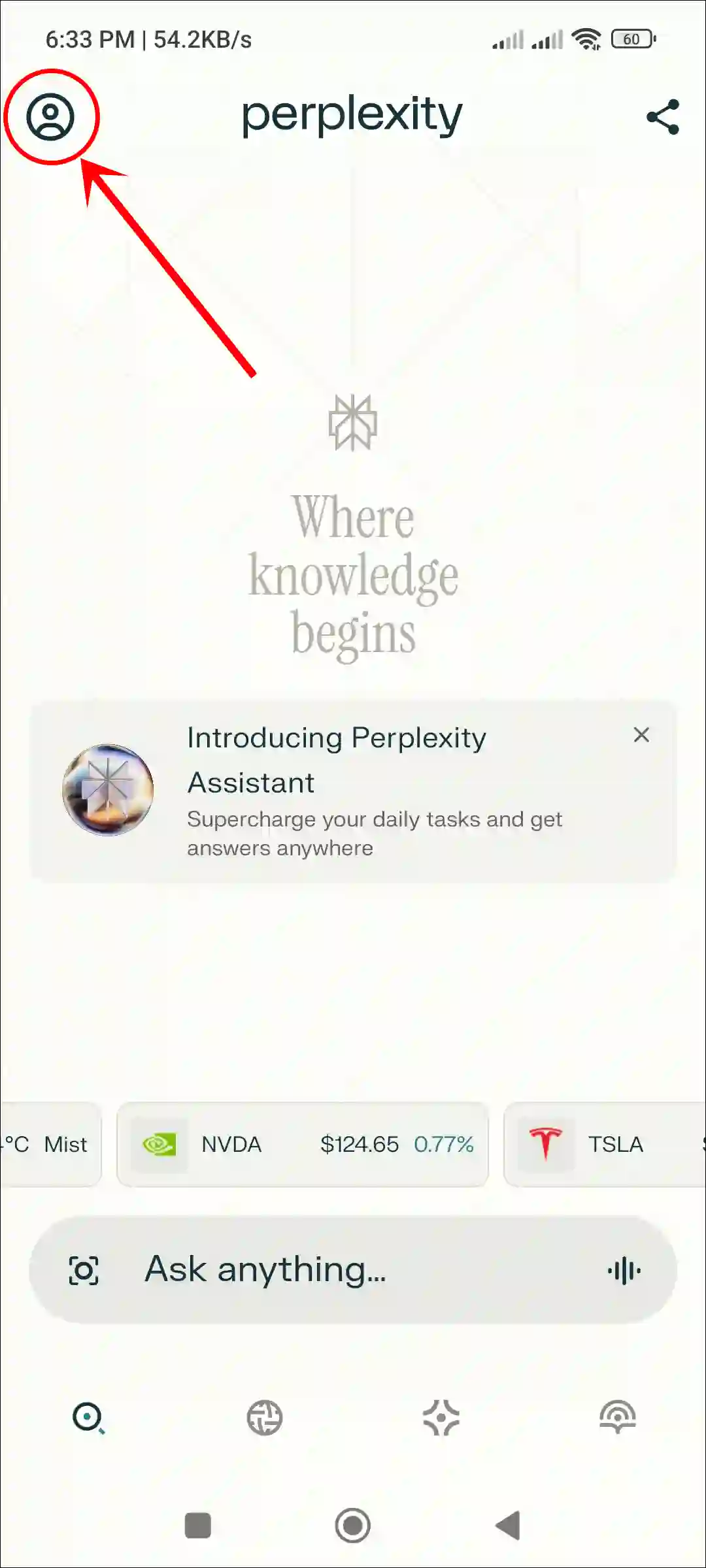 perplexity ai app profile android