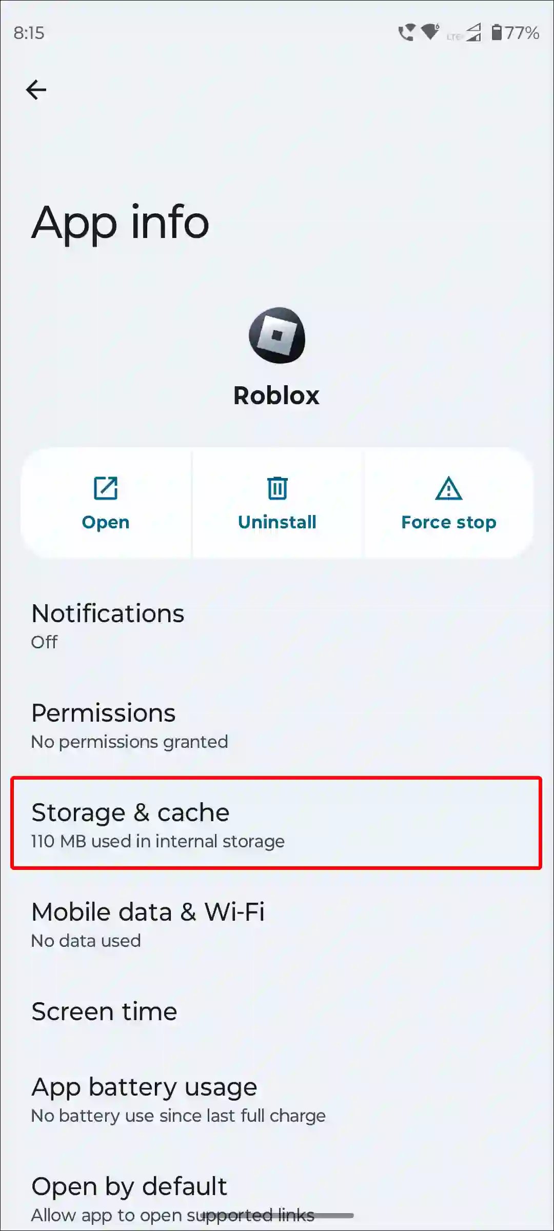 roblox app storage & cache