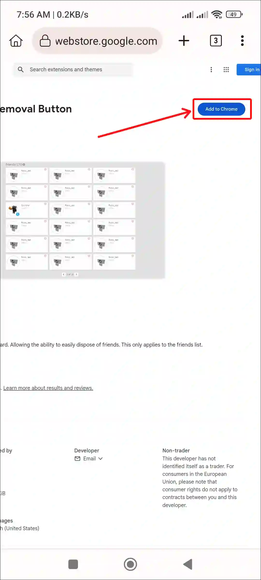 roblox friend removal button add to chrome kiwi