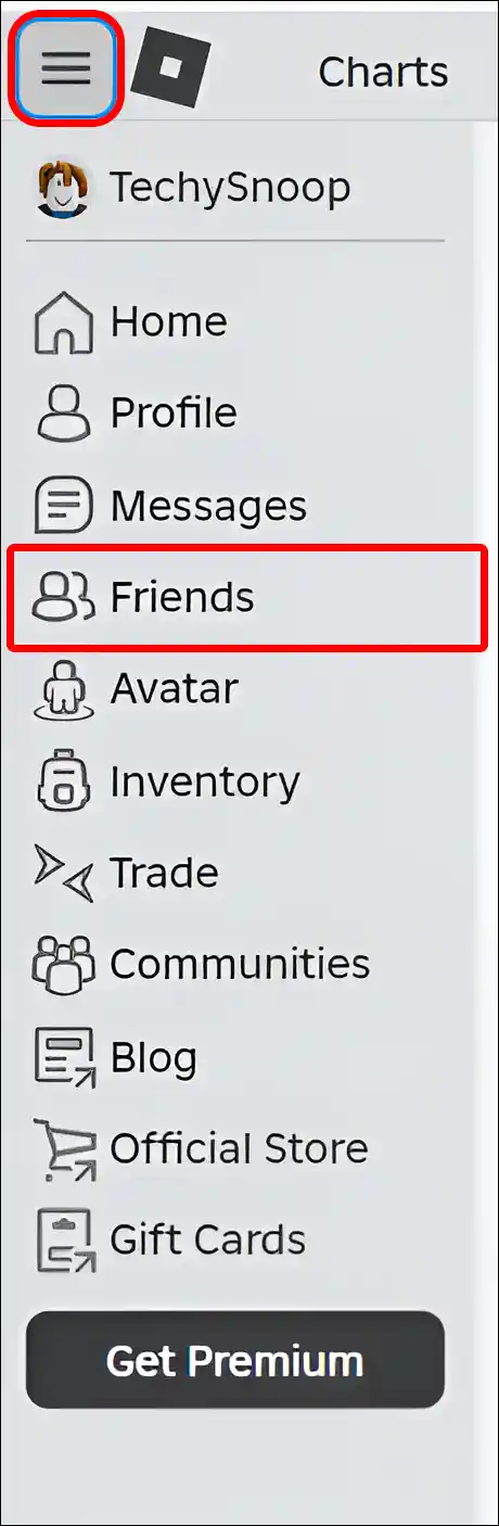 roblox friends section