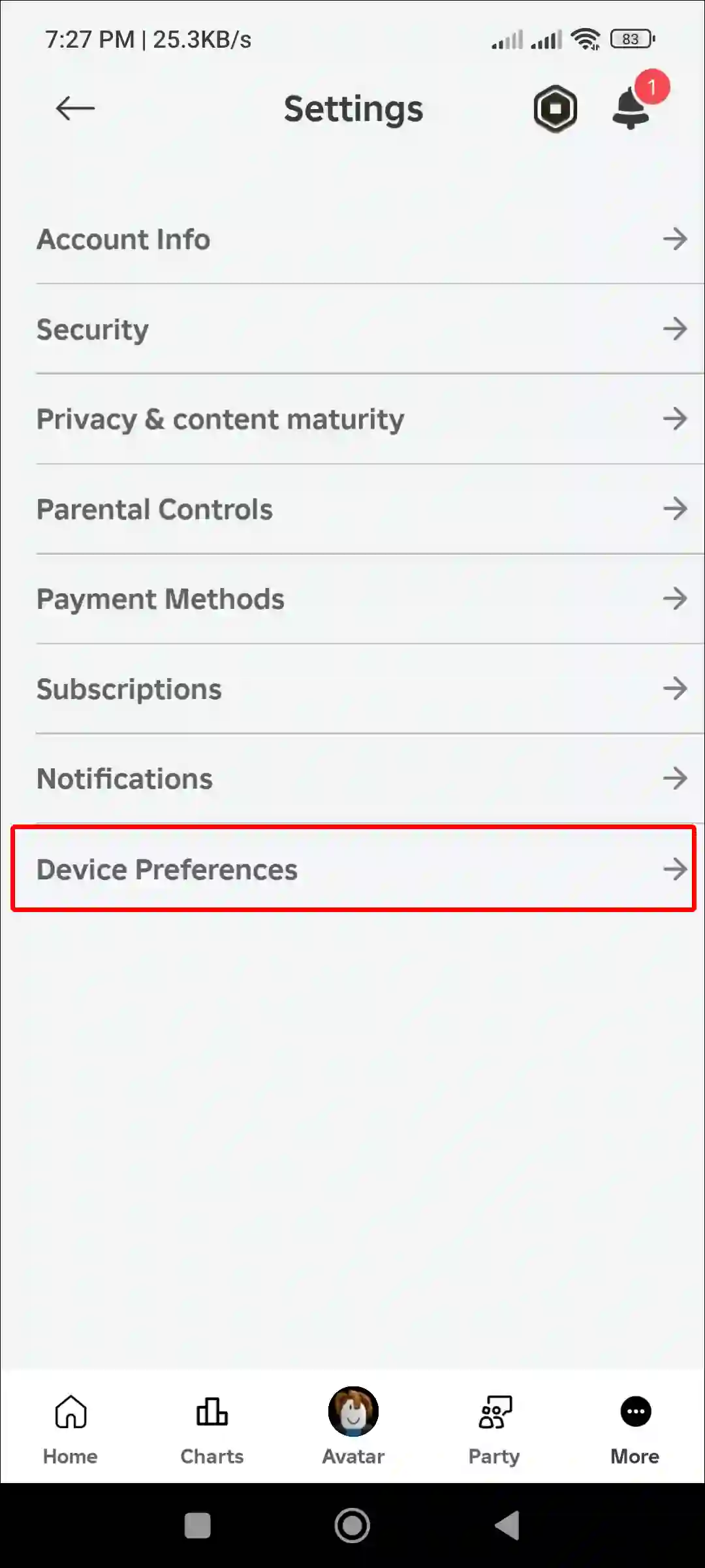 roblox mobile device preferences