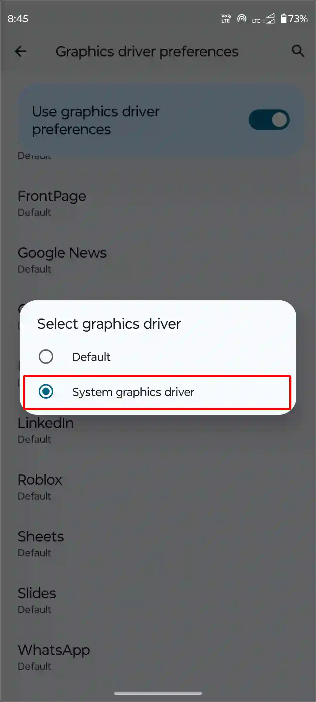 roblox system graphics driver