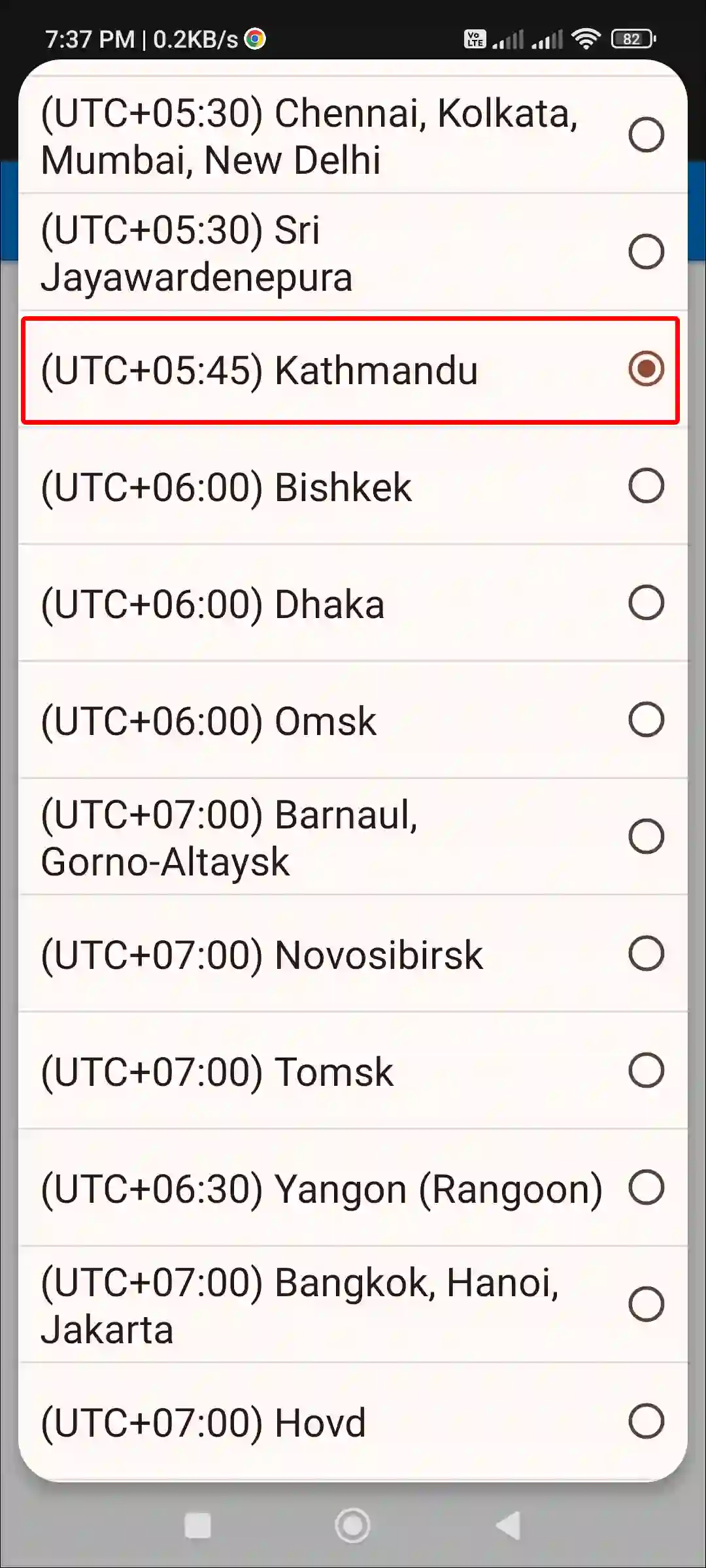 select outlook mobile web time zone