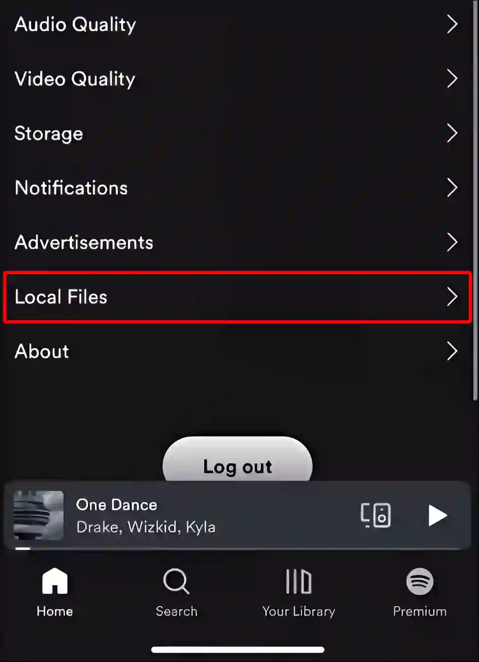 spotify app local files iphone