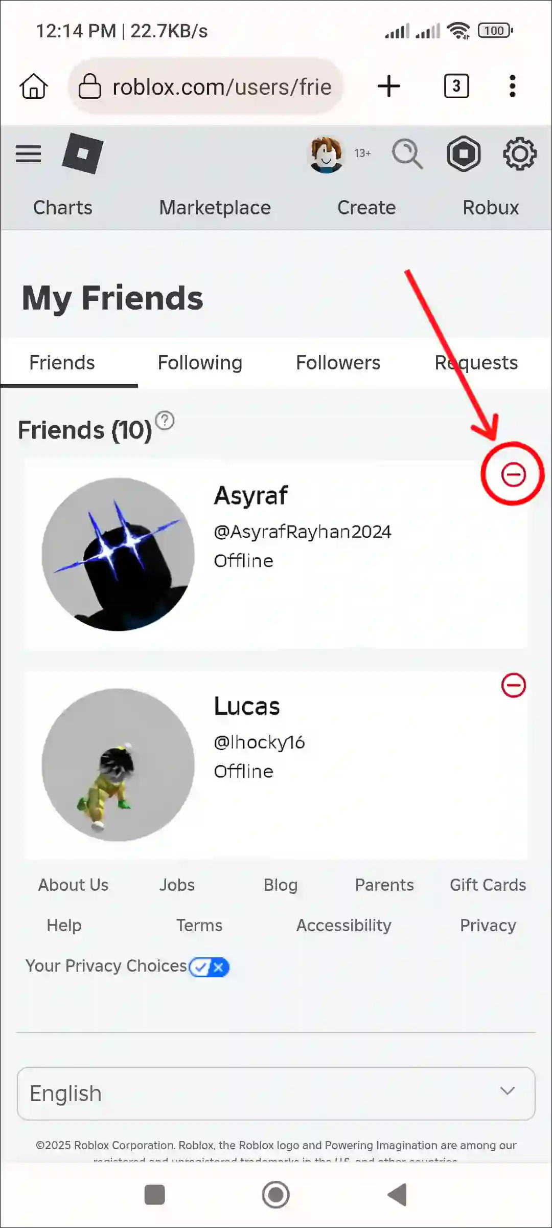 unfriend someone on roblox fast mobile