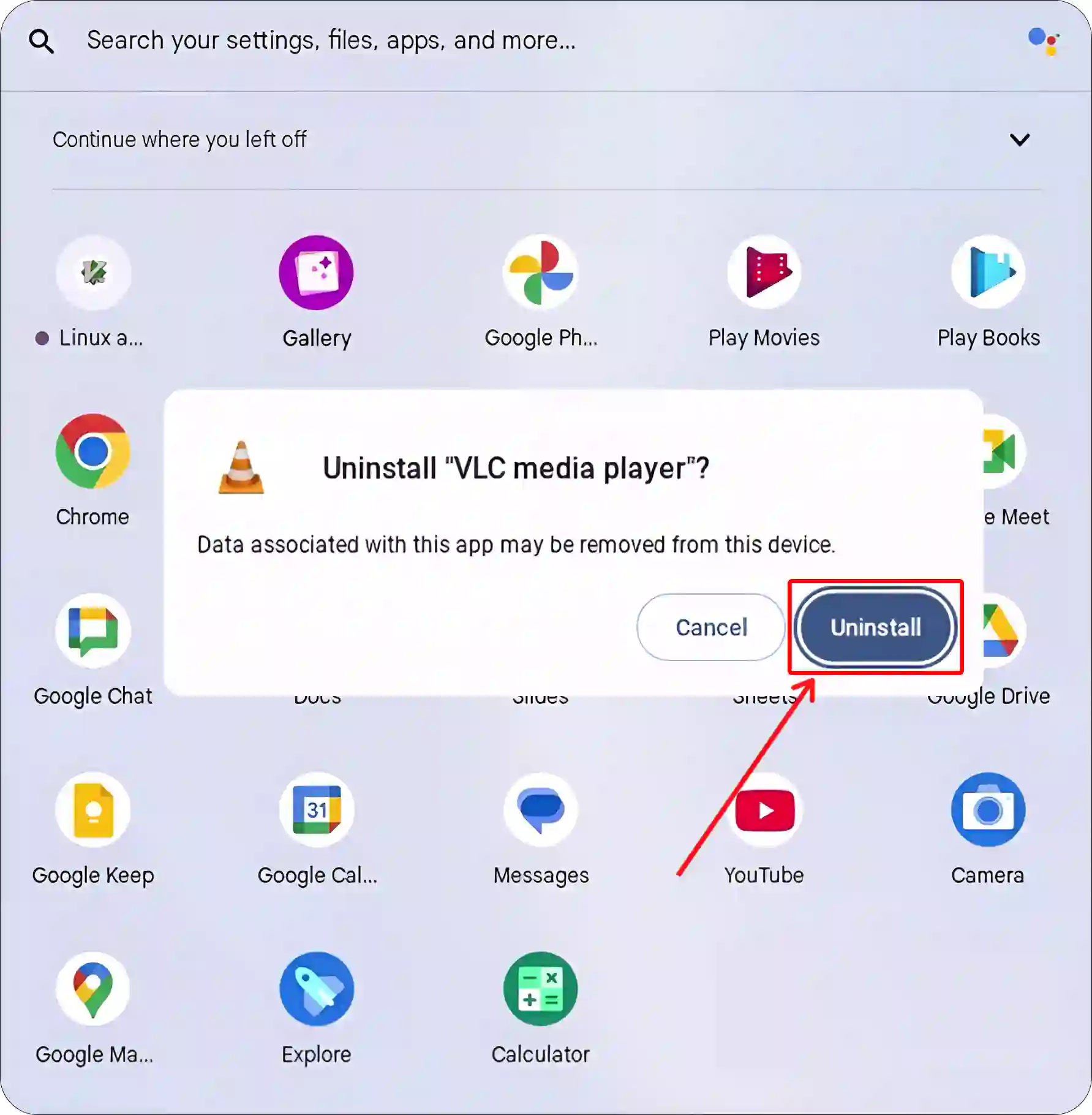 uninstall vlc media player chromebook