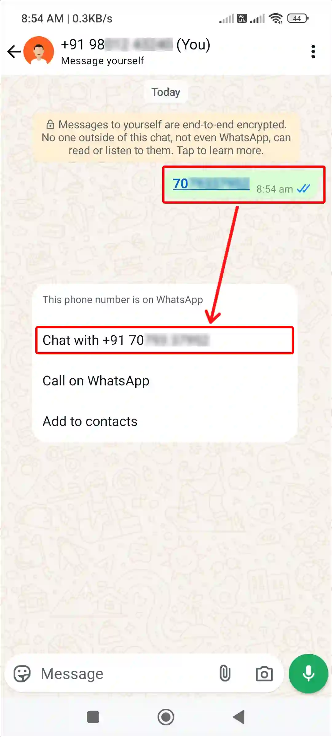 whatsapp chat with unknown number