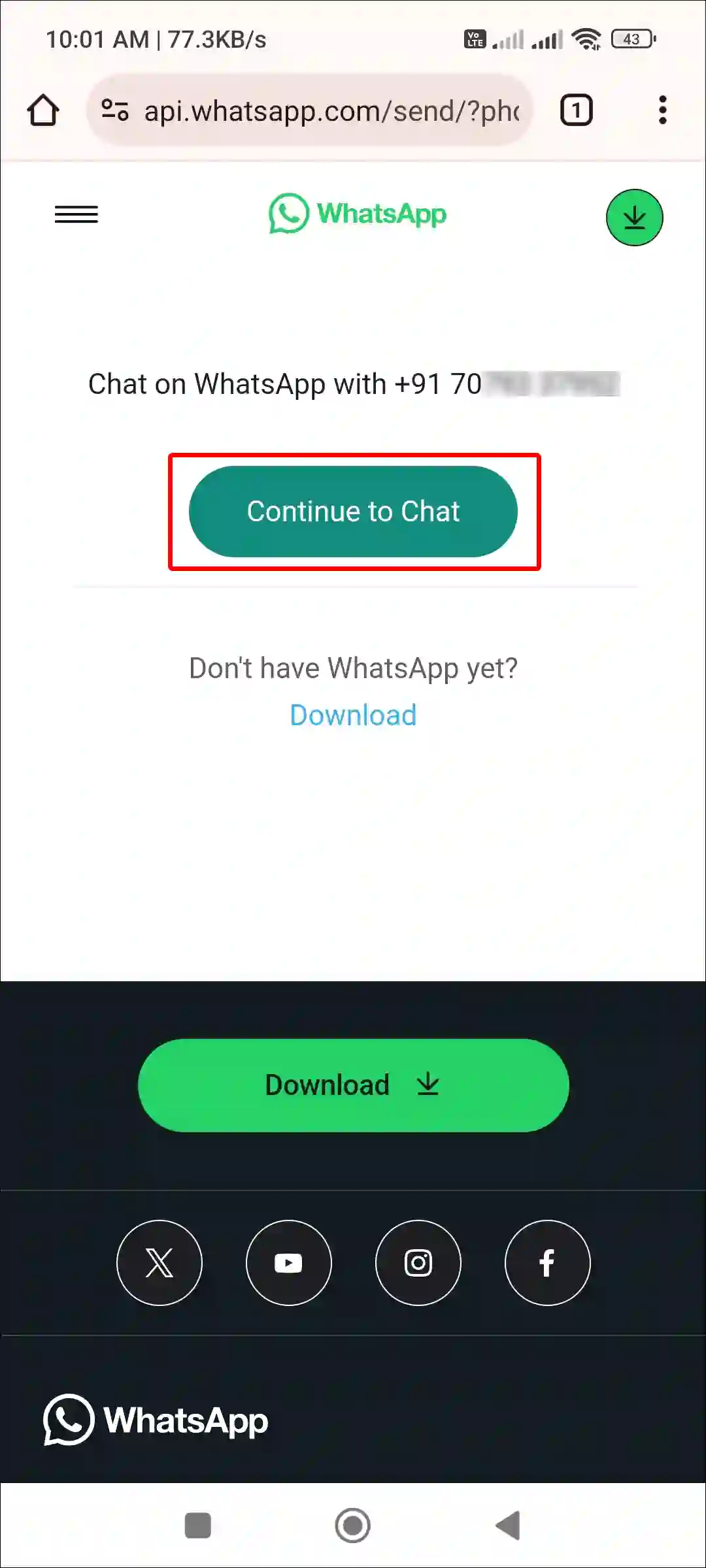 whatsapp continue to chat