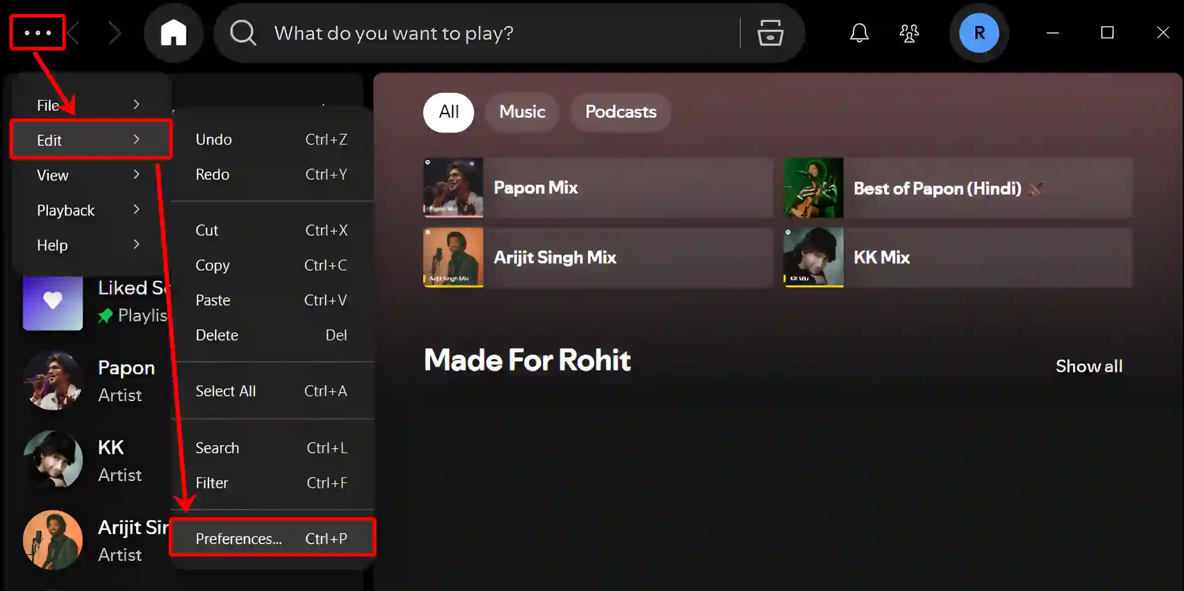 windows spotify preferences settings