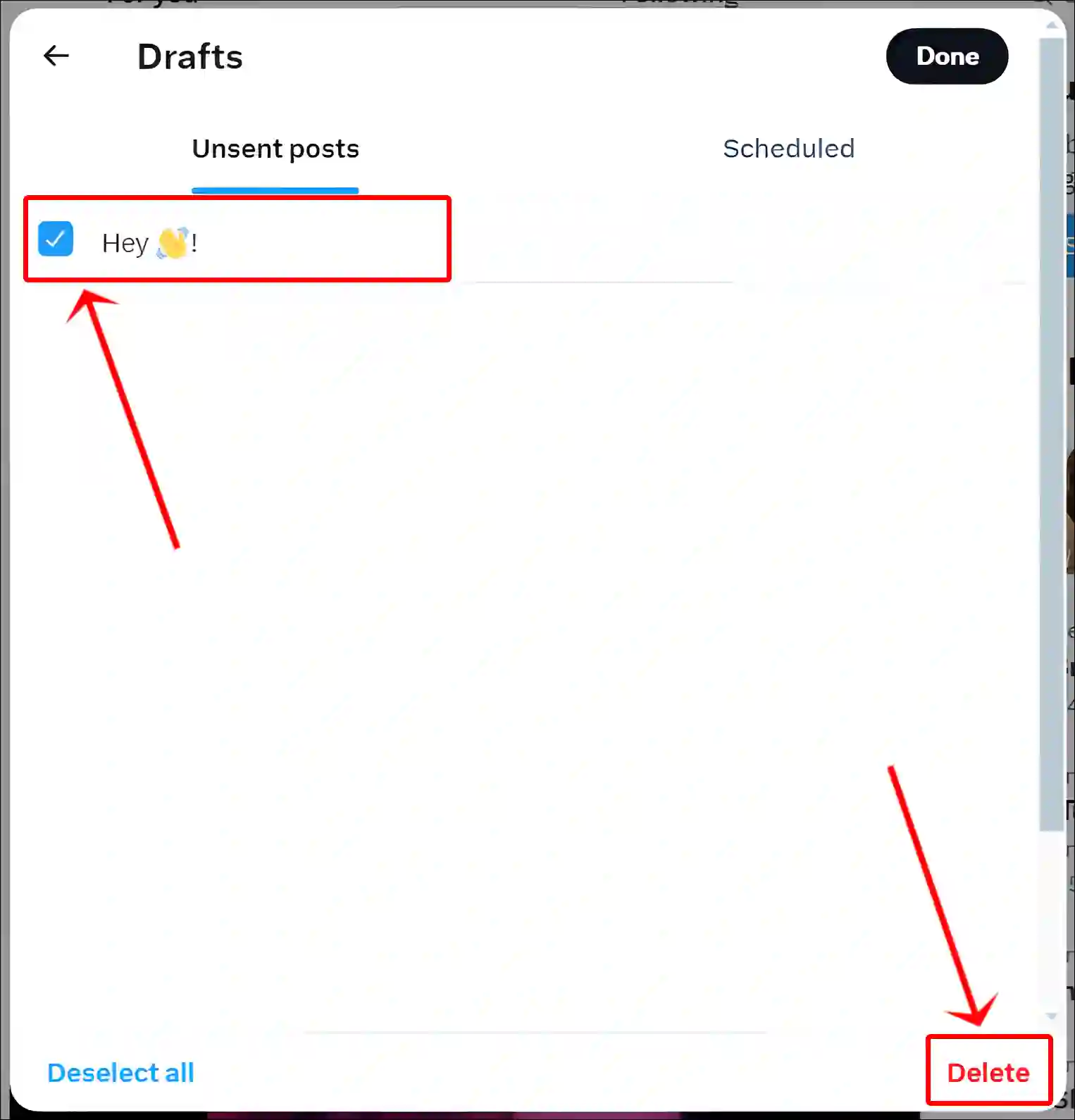 x twitter web draft select post